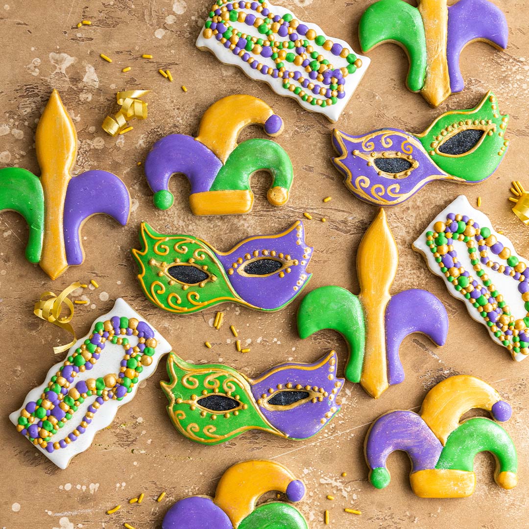 Mardi Gras Decorated Cookie Set